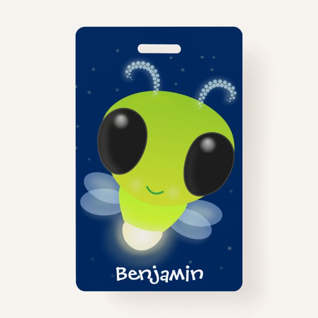 Niedliches Glow Bug Firefrefly Cartoon Illustratio Ausweis (Vorderseite)