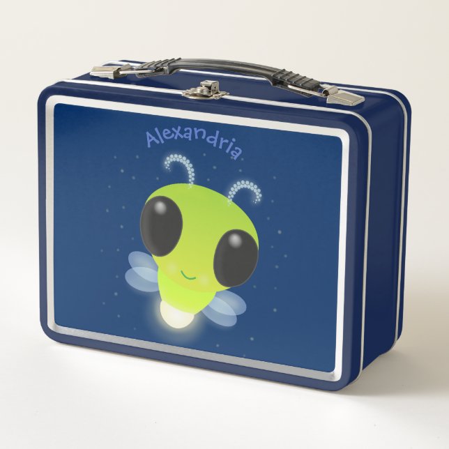 Niedliches Glow Bug Firefrefly Cartoon Illustratio Metall Brotdose (Vorderseite)
