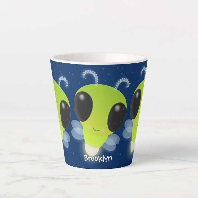 Niedliches Glow Bug Firefrefly Cartoon Illustratio Milchtasse (Vorderseite)