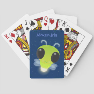 Niedliches Glow Bug Firefrefly Cartoon Illustratio Spielkarten