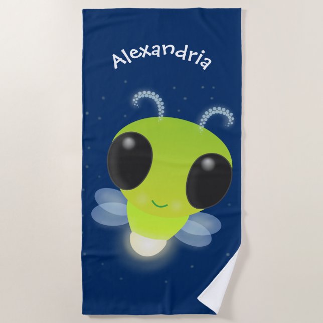 Niedliches Glow Bug Firefrefly Cartoon Illustratio Strandtuch (Vorderseite)