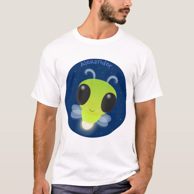 Niedliches Glow Bug Firefrefly Cartoon Illustratio T-Shirt (Vorderseite)