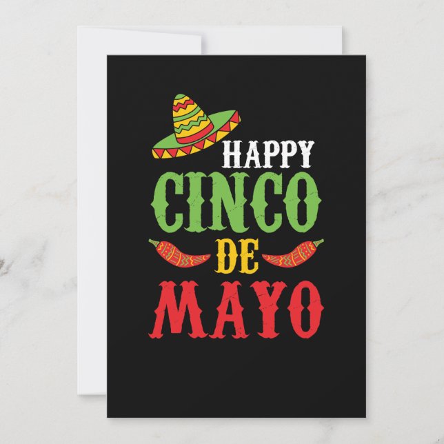 Niedliches Glück Cinco De Mayo Einladung (Vorderseite)