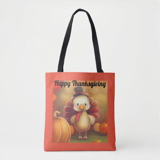 Niedliches Glück Danksagend Türkei Tasche (Vorderseite)