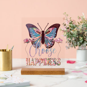 Niedliches Glück inspirierender Schmetterling Acrylschild