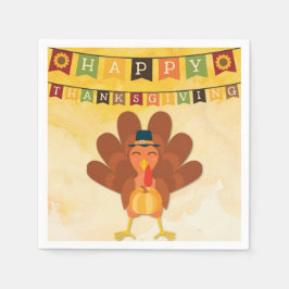 Niedliches Glück Thanksgiving Türkei Serviette