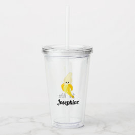 Niedliches glückliches Bananenmonogramm Acryltrinkbecher