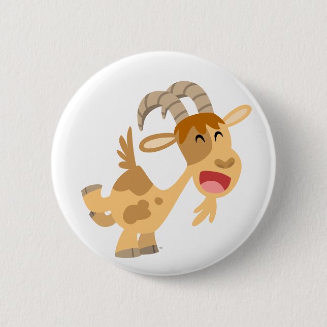 Niedliches glückliches Cartoon-Ziege Buton Button (Vorderseite)