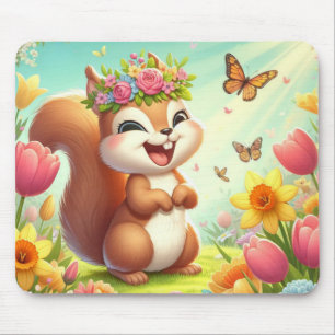 Niedliches, glückliches Eichhörnchen Mousepad