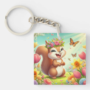 Niedliches, glückliches Eichhörnchen Schlüsselanhänger