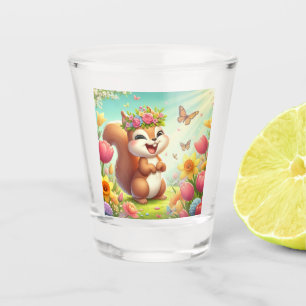 Niedliches, glückliches Eichhörnchen Schnapsglas