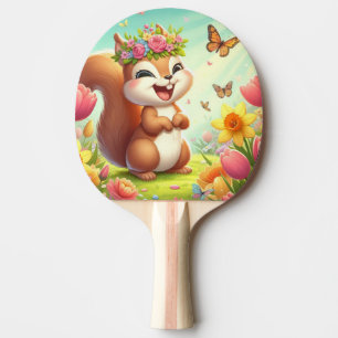 Niedliches, glückliches Eichhörnchen Tischtennis Schläger