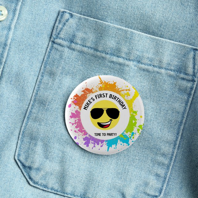 Niedliches glückliches Gesicht, Aviator Brille, Sp Button (Von Creator hochgeladen)