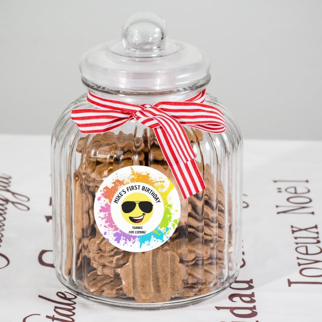 Niedliches glückliches Gesicht, Aviator Brille, Sp Runder Aufkleber (Von Creator hochgeladen)