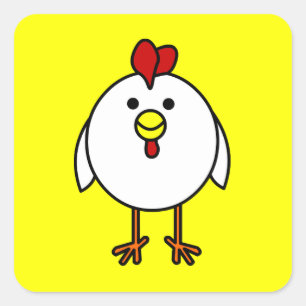 Niedliches glückliches Huhn - gelbes Quadrat Quadratischer Aufkleber