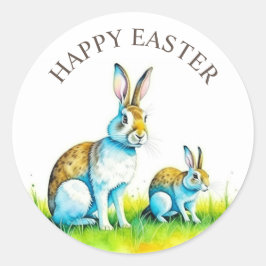 Niedliches glückliches Ostern Runder Aufkleber