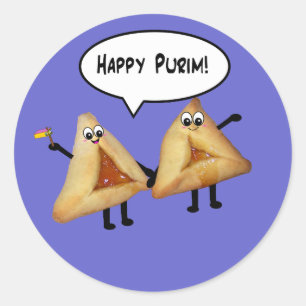 Niedliches glückliches Purim Hamantaschen Runder Aufkleber