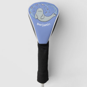 Niedliches glückliches Siegel und Cartoon in Fisch Golf Headcover