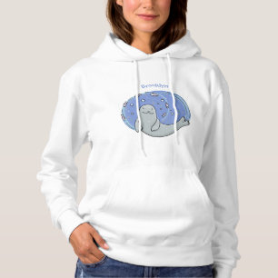 Niedliches glückliches Siegel und Cartoon in Fisch Hoodie