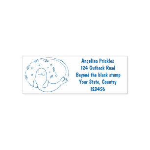 Niedliches glückliches Siegel und Cartoon in Fisch Permastempel