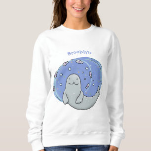 Niedliches glückliches Siegel und Cartoon in Fisch Sweatshirt