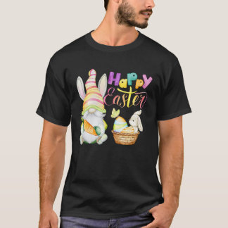 Niedliches Gnome & Bunny Rabbit farbenfrohe Briefe T-Shirt