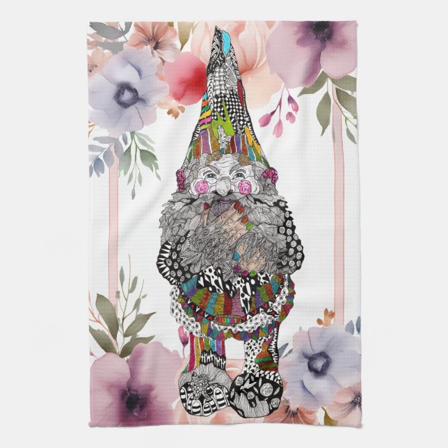 Niedliches Gnome Floral Kitchtuch Geschirrtuch (Vertikal)