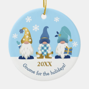 Niedliches Gnome für die Ferien Blue Gold Keramik Ornament