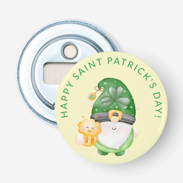 Niedliches Gnome Happy Saint Patrick's Day Party Flaschenöffner (Vorderseite)