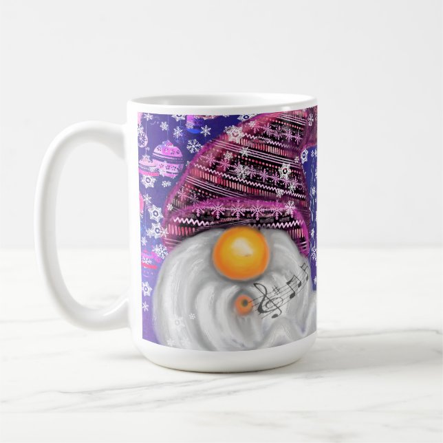 Niedliches Gnome in Lila Hütten Singt ein Weihnach Kaffeetasse (Links)