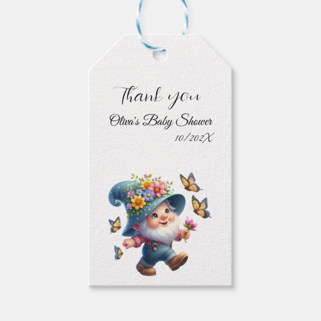 Niedliches Gnome mit Butterfly Baby Shooting Marki Geschenkanhänger (Vorderseite)