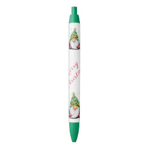 Niedliches Gnome mit Weihnachtsbaumhut und Geschen Kugelschreiber
