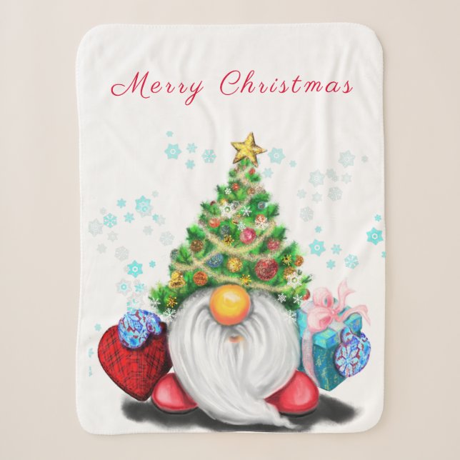 Niedliches Gnome mit Weihnachtsbaumhut und Geschen Sherpadecke (Vorderseite)