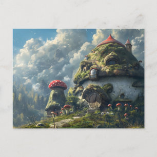 Niedliches Gnome, Pilzhaus Feiertagspostkarte