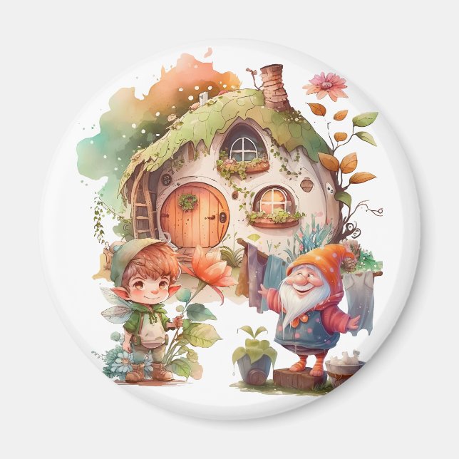 Niedliches Gnome und kleine Fairy Magnet (Vorne)