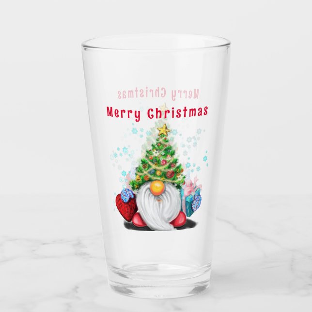 Niedliches Gnome Weihnachtsglas Glas (Vorderseite)