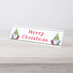 Niedliches Gnome Weihnachtsschreibtisch Namensplat Schreibtischnamensplakette