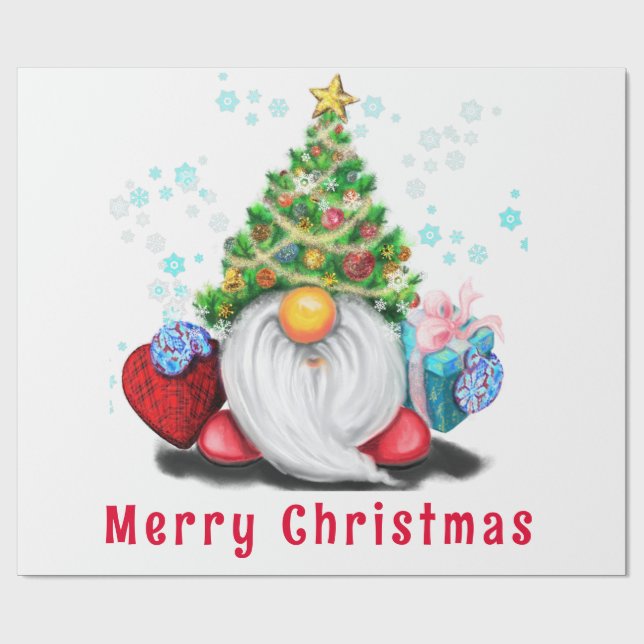 Niedliches Gnome Weihnachtswrapper Geschenkpapier (Flach)