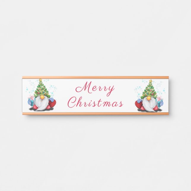 Niedliches Gnome Weihnachtszeichen Türschild (Vorderseite )