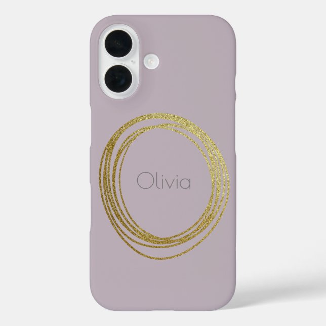 Niedliches Gold Abstrakter Circle Design in Lilac  iPhone 16 Hülle (Rückseite)