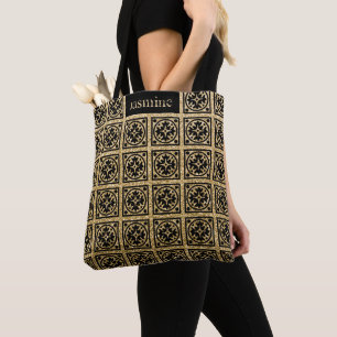 Niedliches Gold Black Glitzer Muster Personalisier Tasche