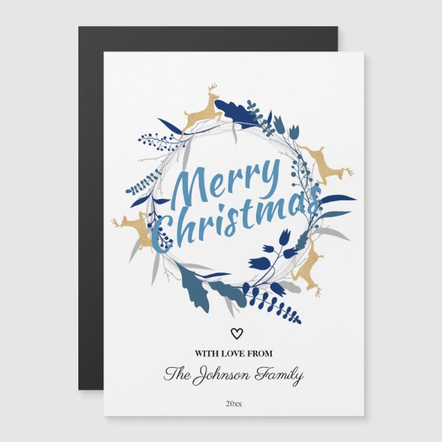 Niedliches Gold Rentier Weihnachtsmagnet Magnetkarte (Vorne/Hinten)