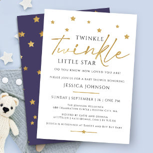 Niedliches Gold Twinkle Twinkle Little Star Baby D Einladung