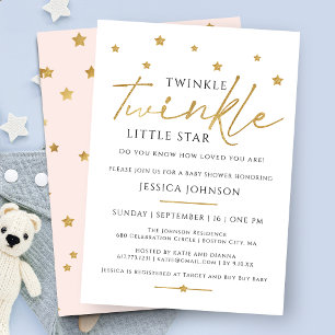 Niedliches Gold Twinkle Twinkle Little Star Baby D Einladung
