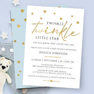 Niedliches Gold Twinkle Twinkle Little Star Baby D Einladung