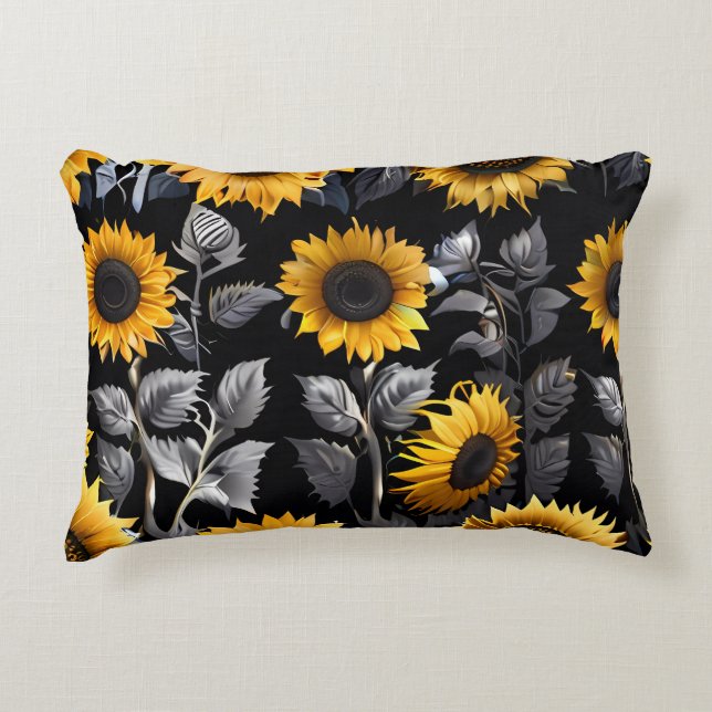 Niedliches Gold und Silberblume Dekokissen (Vorderseite)
