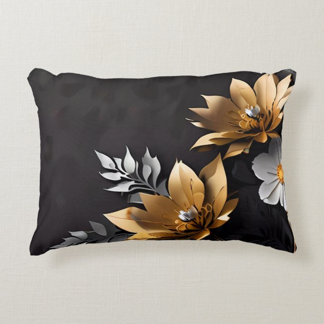 Niedliches Gold und Silberblume Sonnenblumen Dekokissen (Vorderseite)