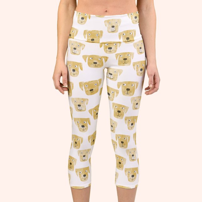 Niedliches Golden Labrador Retriever Dog Muster Capri Leggings (Fun Golden Labrador Retriever Dog capri leggings yoga pants)