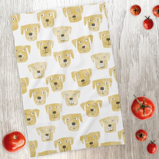 Niedliches Golden Labrador Retriever Dog Muster Geschirrtuch (Golden Labrador Retriever Dog pattern kitchen towel)