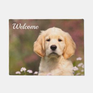 Niedliches Golden Retriever Hund Welpen Foto Willk Fußmatte